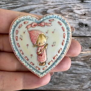 Vintage Jewelry Musical Child Heart Brooch Sweet Child Pin